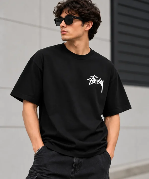 Basic Stussy Tee Model Wear Front Look