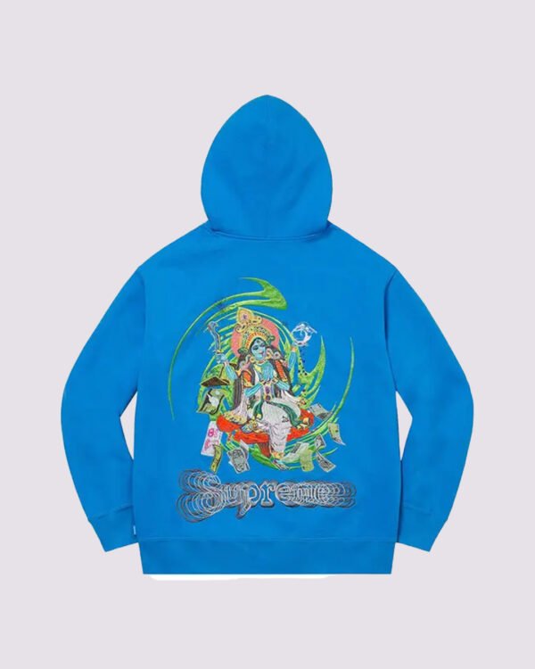 Blue Supreme Zip Up Hoodie Back