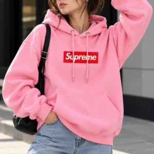 Pink Supreme Hoodie Front View