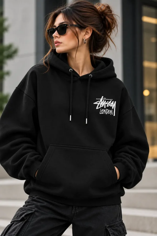 Stussy London Hoodie Model Wear Front Look