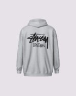 Stussy London Zip Hoodie Grey Back