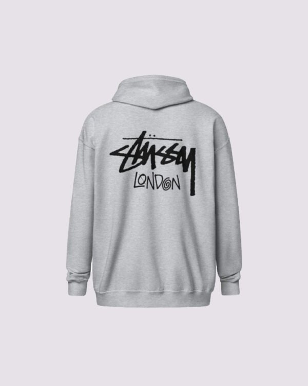 Stussy London Zip Hoodie Grey Back