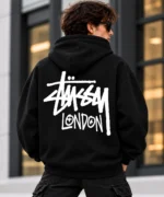 Stussy London Zip Hoodie Model Wear Back Look