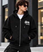 Stussy London Zip Hoodie Model Wear Front Look