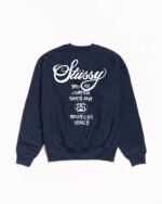 Stussy World Tour Crewneck Navy Back