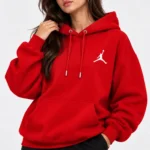 red jordan hoodie model wear look