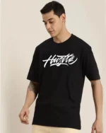 Hustle Black Graphic Tee Front