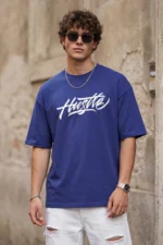 Hustle Blue Graphic Tee Front