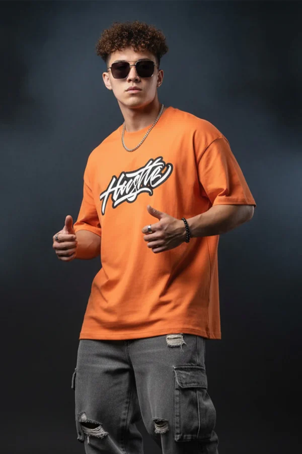 Hustle Orange Graphic Tee front
