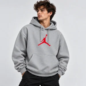 Grey Jordan Hoodie model wear look