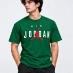 air jordan t shirt green model wear front look