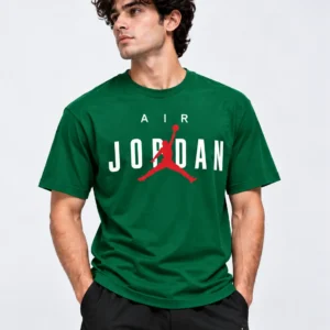 air jordan t shirt green model wear front look