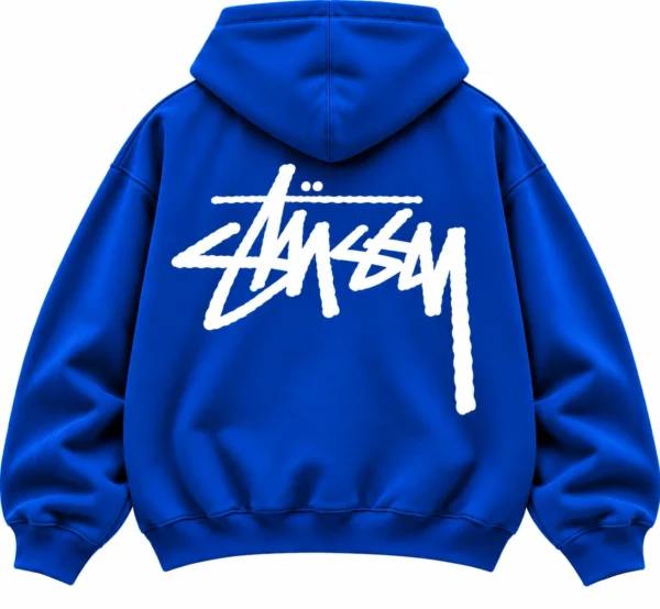 blue stussy hoodie back
