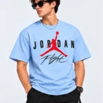 jordan flight t shirt light blue model wear front look