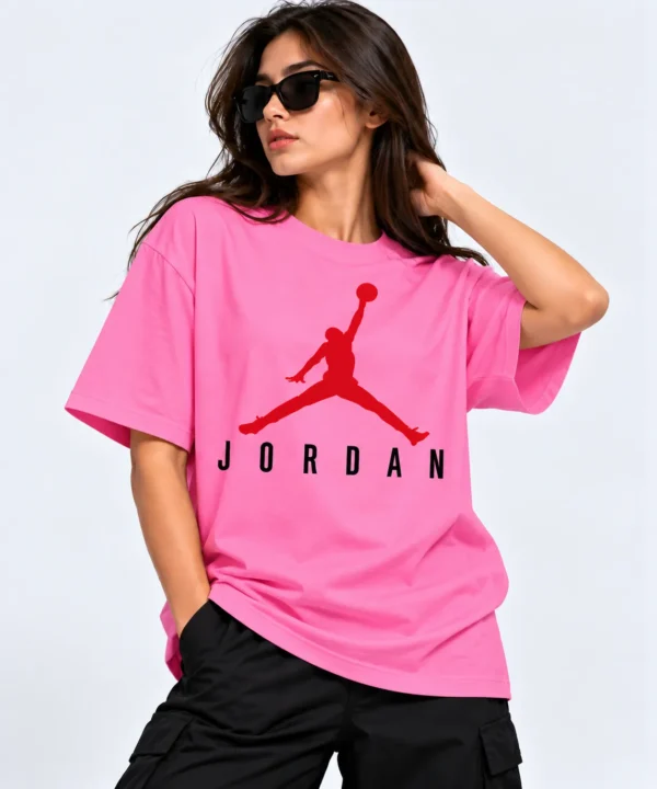 jordan jumpman t shirt pink model wear front look