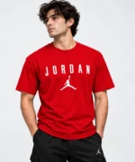 jordan t shirt mens red model wear front look