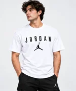 jordan t shirt mens white model wear front look