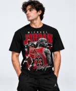 michael jordan t shirt black front look model wear