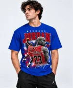 michael jordan t shirt blue front look model wear