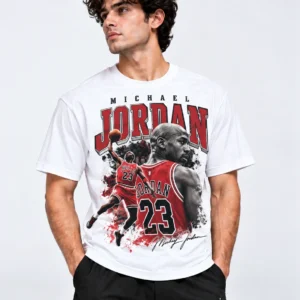 michael jordan t shirt front look model wear