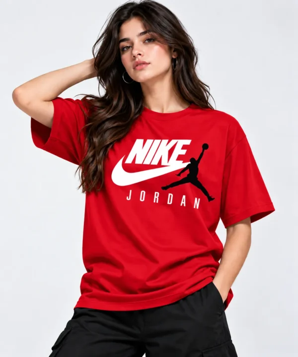 nike jordan t shirt red model wear front look