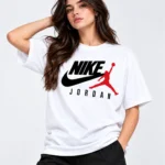 nike jordan t shirt white model wear front look
