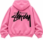 pink stussy hoodie back