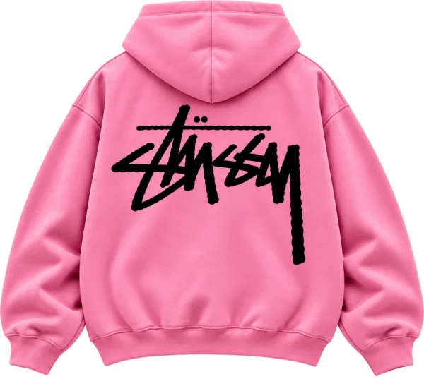 pink stussy hoodie back