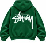 stussy green hoodie back