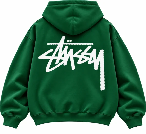stussy green hoodie back