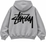 stussy grey hoodie back