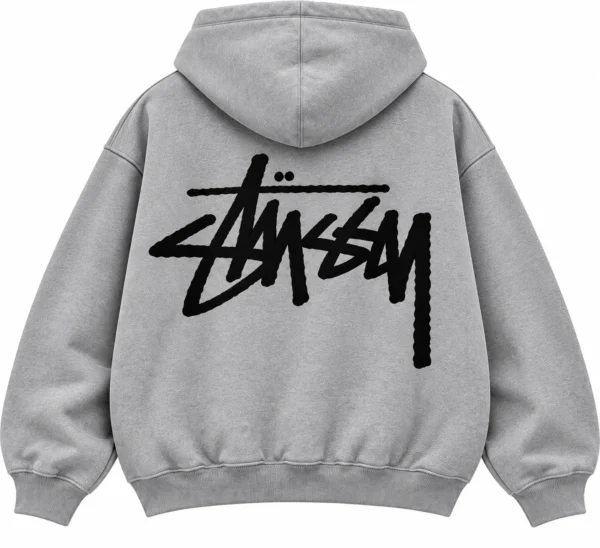 stussy grey hoodie back