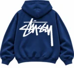 stussy navy hoodie back