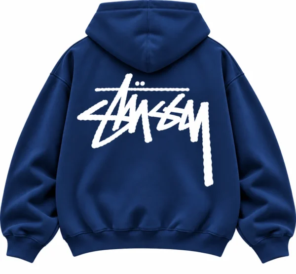 stussy navy hoodie back