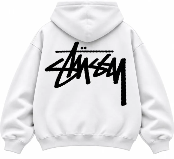white stussy hoodie back